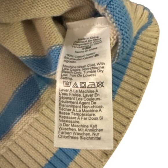 J. Crew Striped Half-Zip Pullover Sweater Sz M Preppy Mock Neck Neutral Knit - Picture 4 of 5